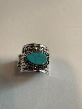 paparazzi Silver-Tone Cuff Bracelet with Turquoise Stone